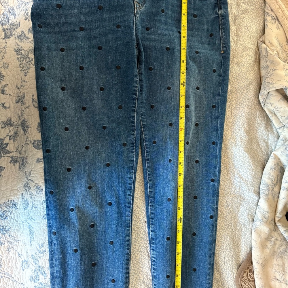 Mavi Blue Jeans with Embroidered Black Polka Dots